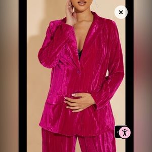 PrettyLittleThing Pink Velvet Blazer